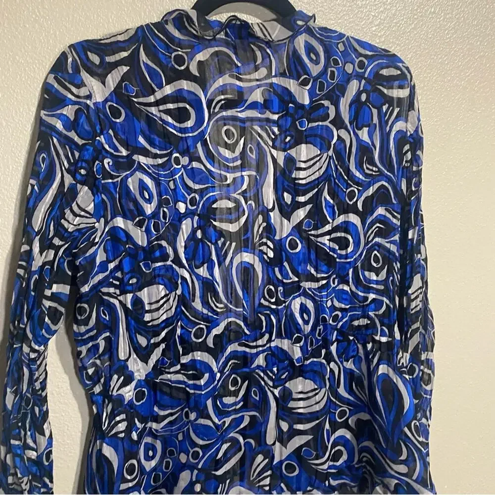 Notations Sheer Blouse L Abstract Fairy Whimsical Ruffled Open Front Flowy y2k‎